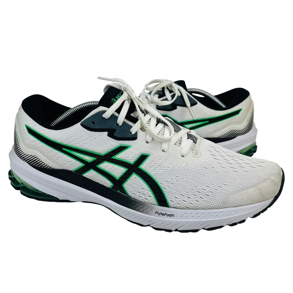 Asics GT-1000 Running Shoes Mens Size 12 White Green Black 1011B354 Sneakers
